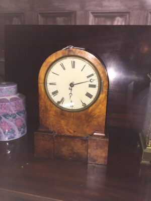 American walnut two train shelf clock